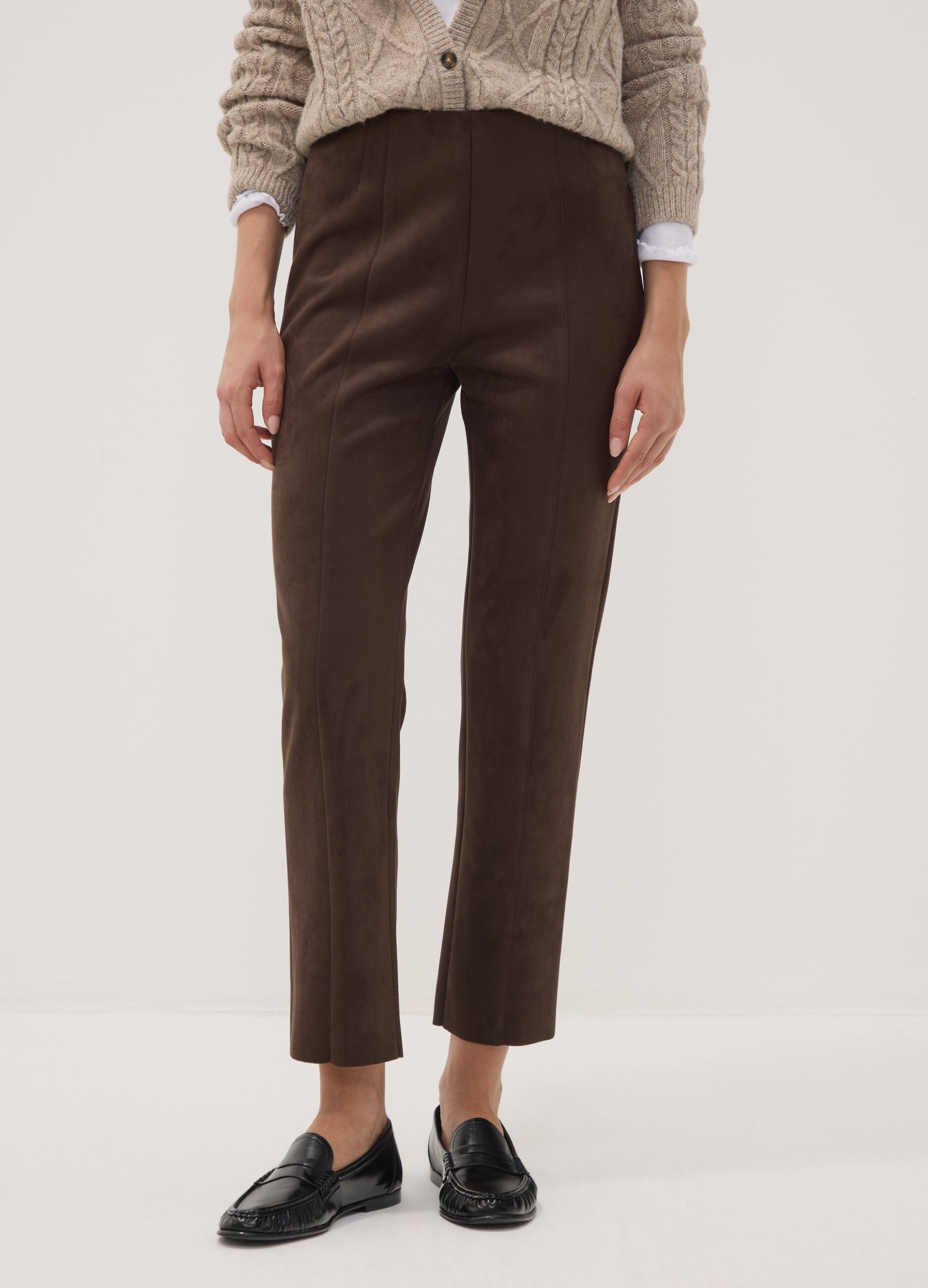 Leggings marroni in tessuto elasticizzato slim fit