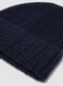 Berretto blu navy in lana elasticizzata a costine_1