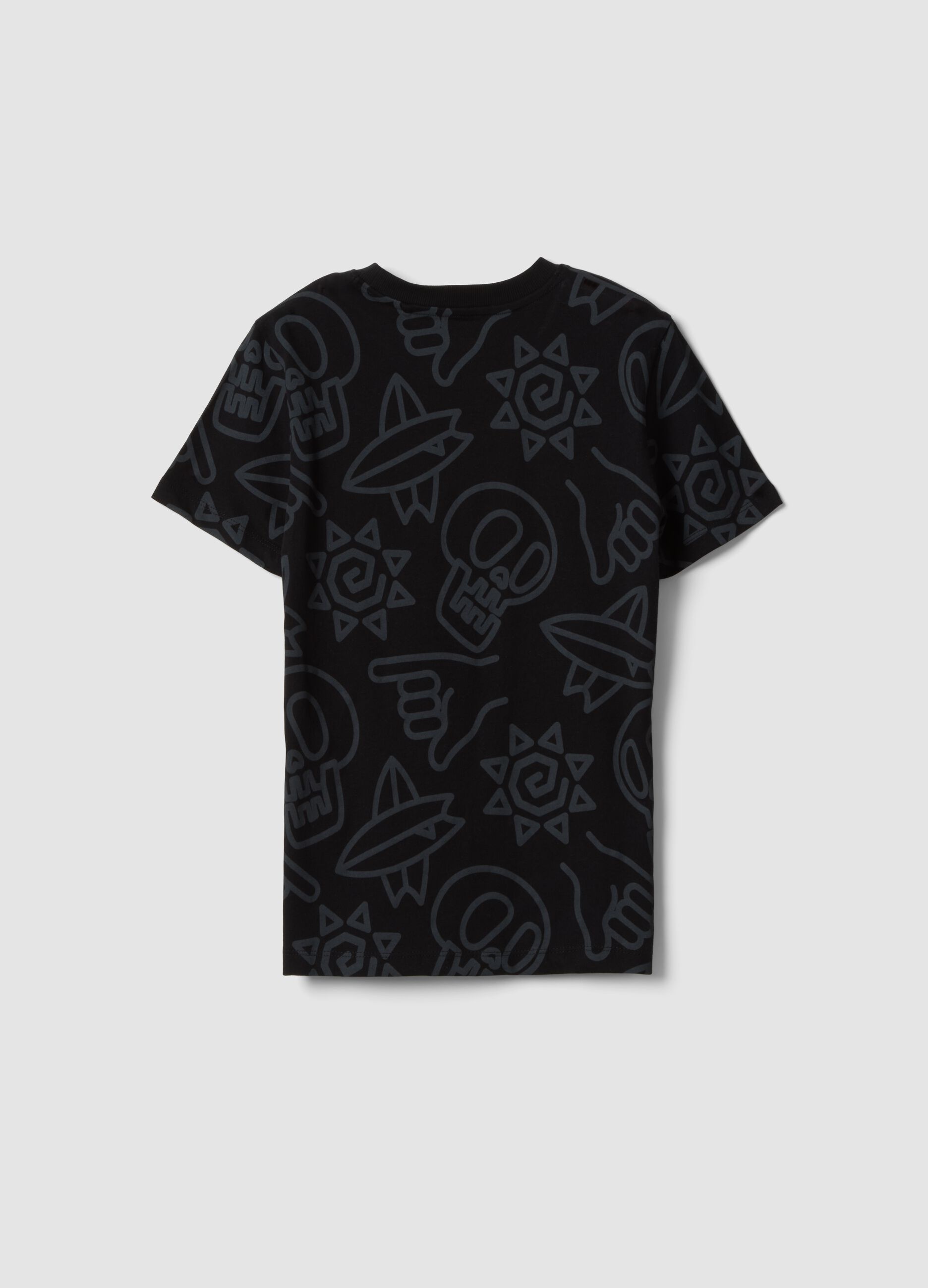 Black short-sleeve pure cotton T-shirt