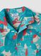 Camisa azul em algod&atilde;o puro com estampado tropical_3