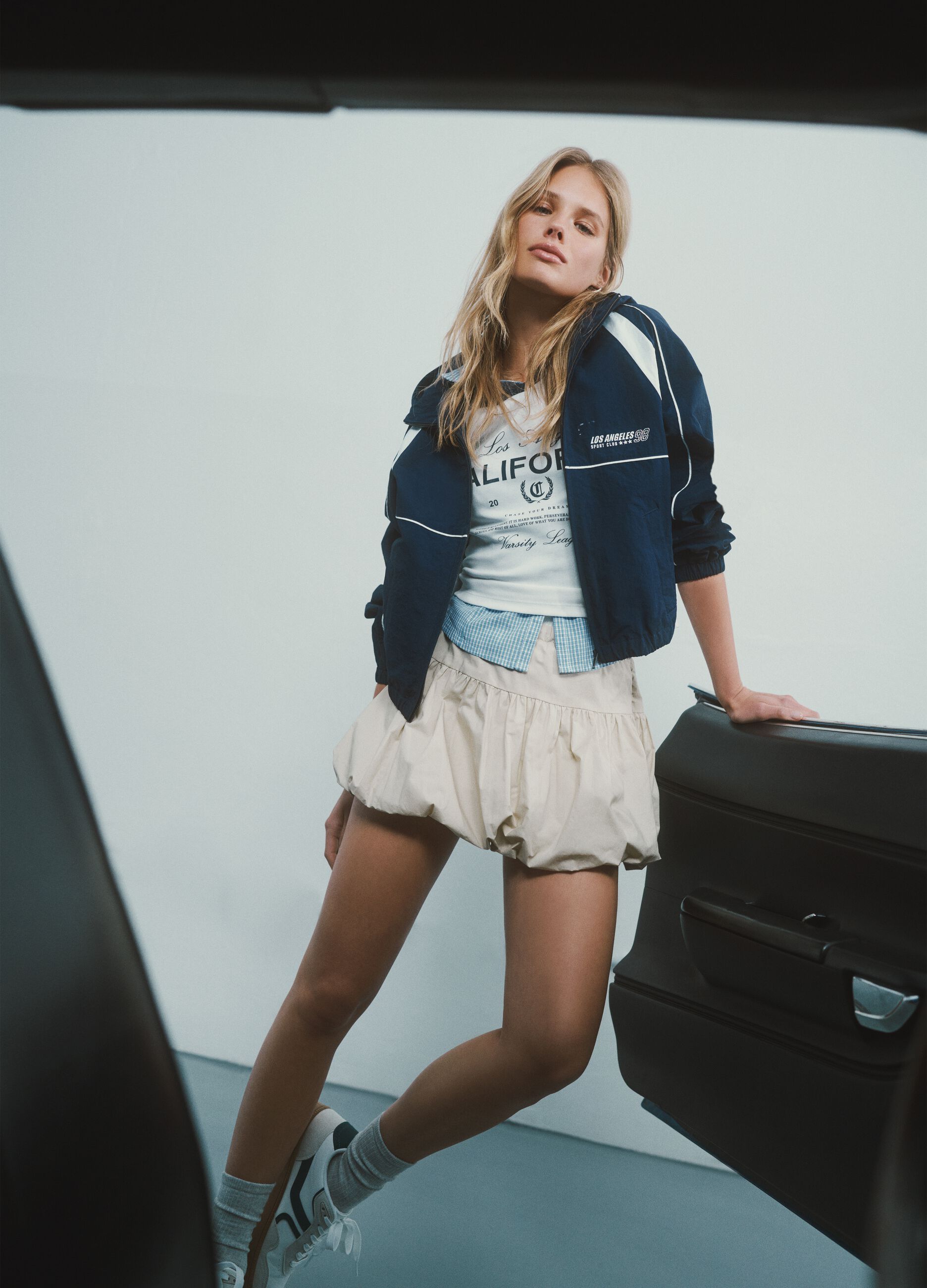 Lightweight multicolor jacket regular fit with zip and hood