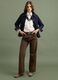 High-waisted wide-leg brown jeans in pure cotton_0