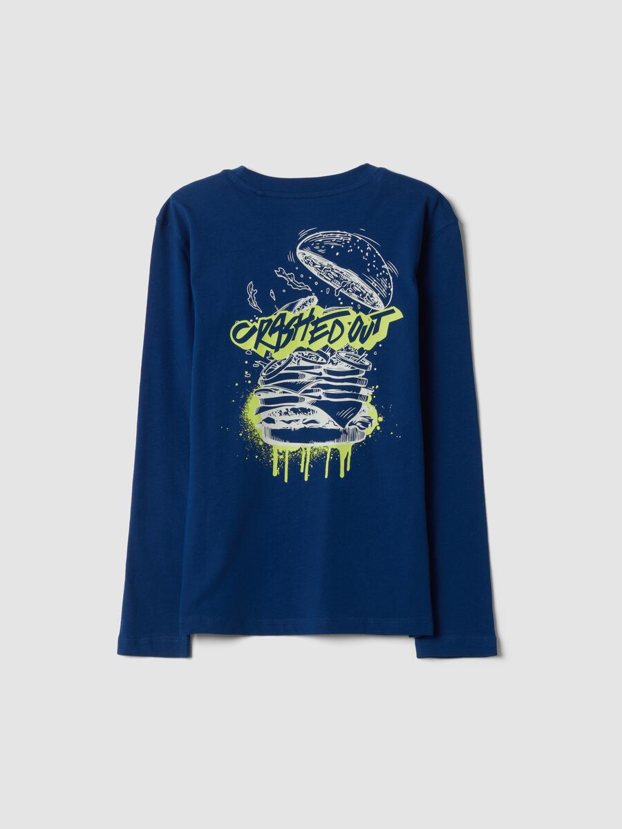 Blaues T-Shirt aus reiner Bio-Baumwolle im Relaxed Fit mit Print_2