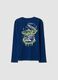 Blaues T-Shirt aus reiner Bio-Baumwolle im Relaxed Fit mit Print_2
