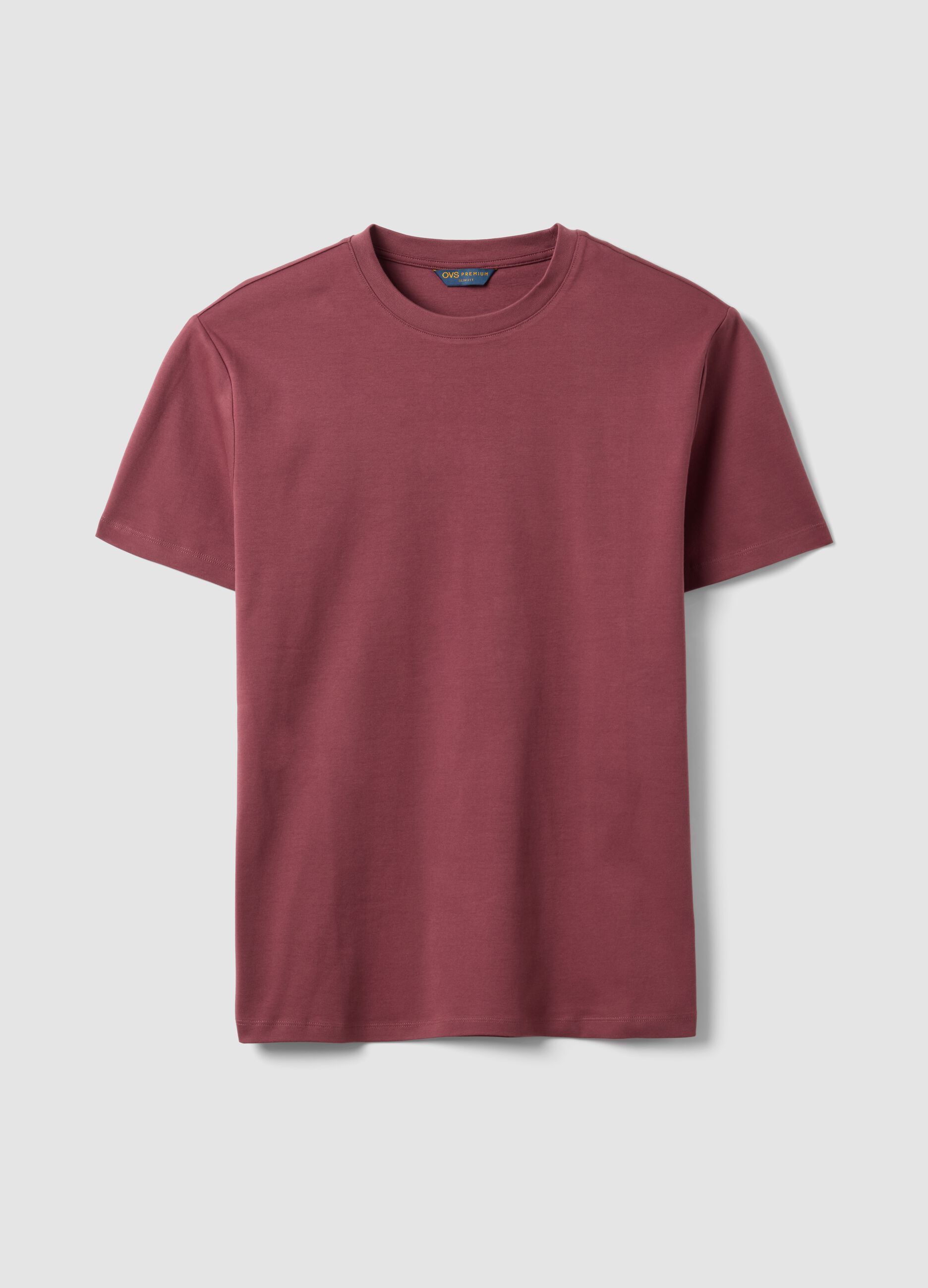 T-shirt rossa in puro cotone mercerizzato slim fit
