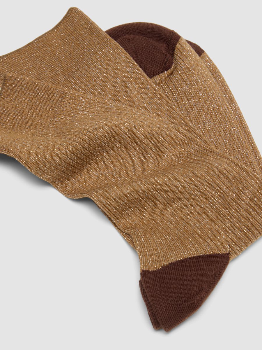 Brown stretch cotton socks with glitter_1