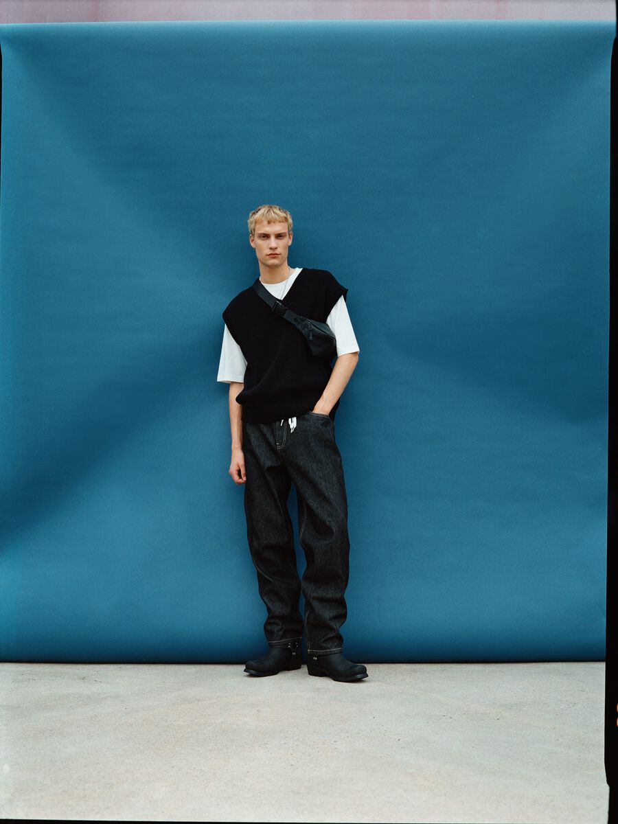 Black Baggy Jeans in Pure Cotton_0