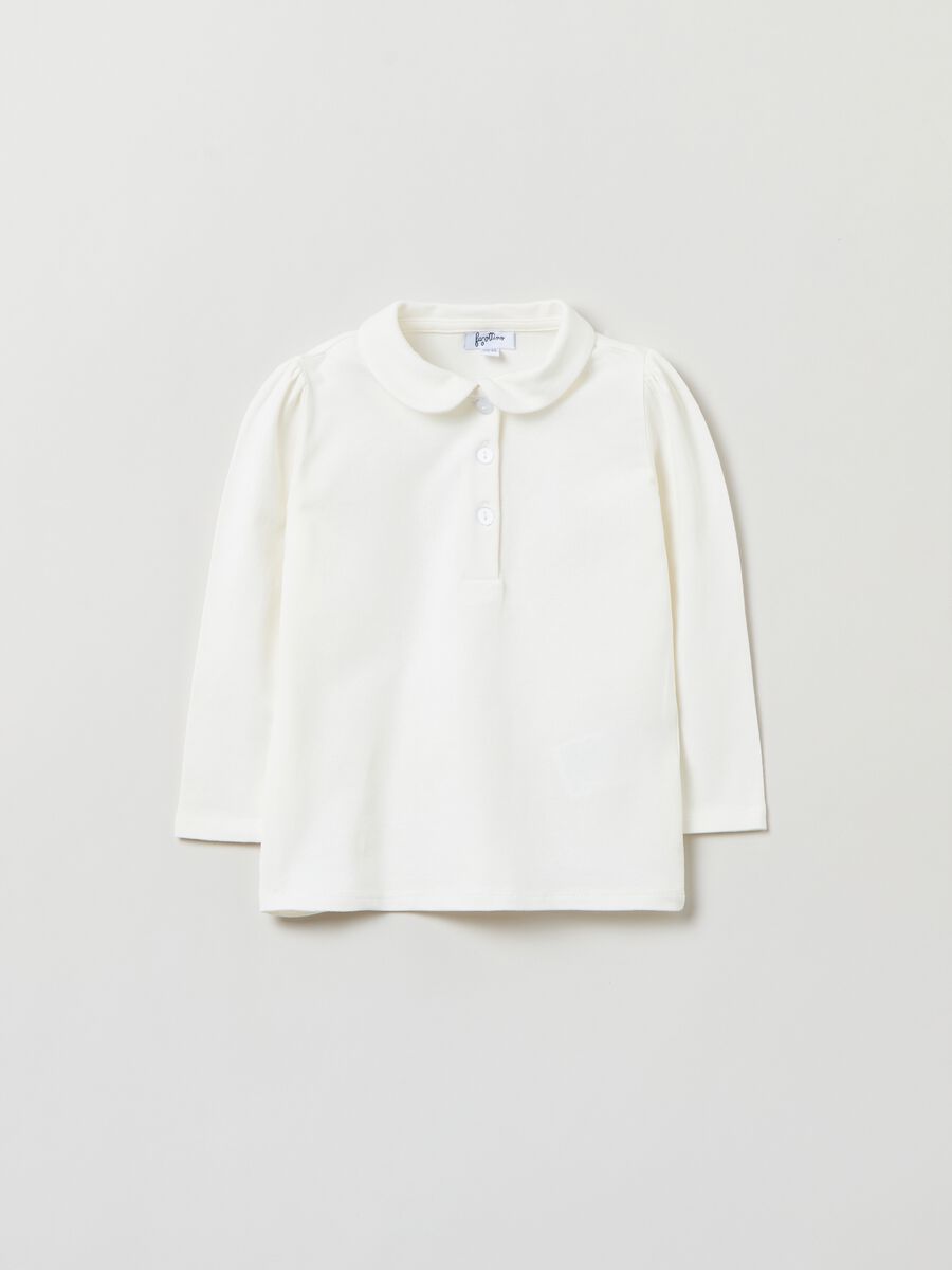 Solid colour stretch cotton polo shirt_0