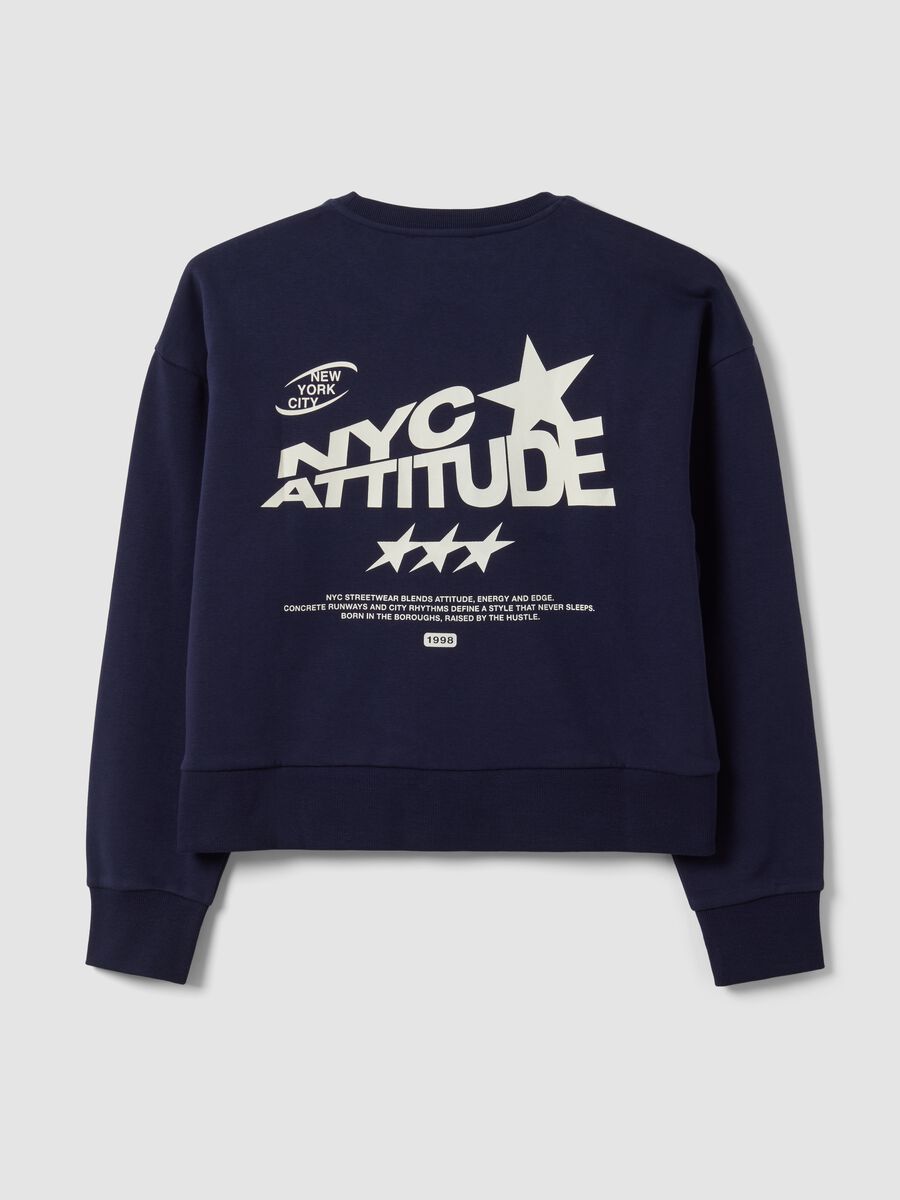 Blue cotton-blend crew-neck sweatshirt with print_5