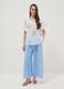 White pure linen blouse with embroidery and ruffle sleeves, regular fit_1