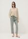 Green pure cotton striped regular-fit trousers_0