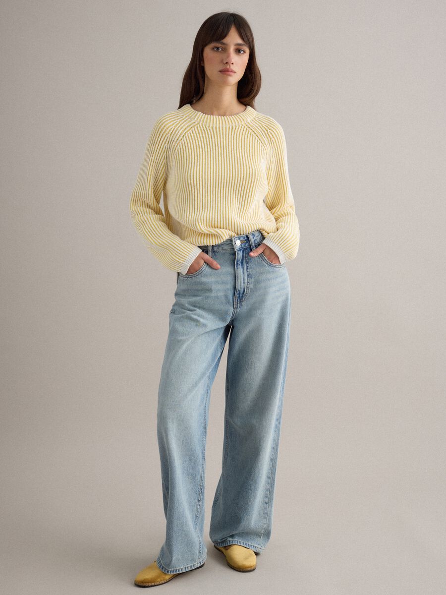 Multicolour striped pure cotton pullover - regular fit_2