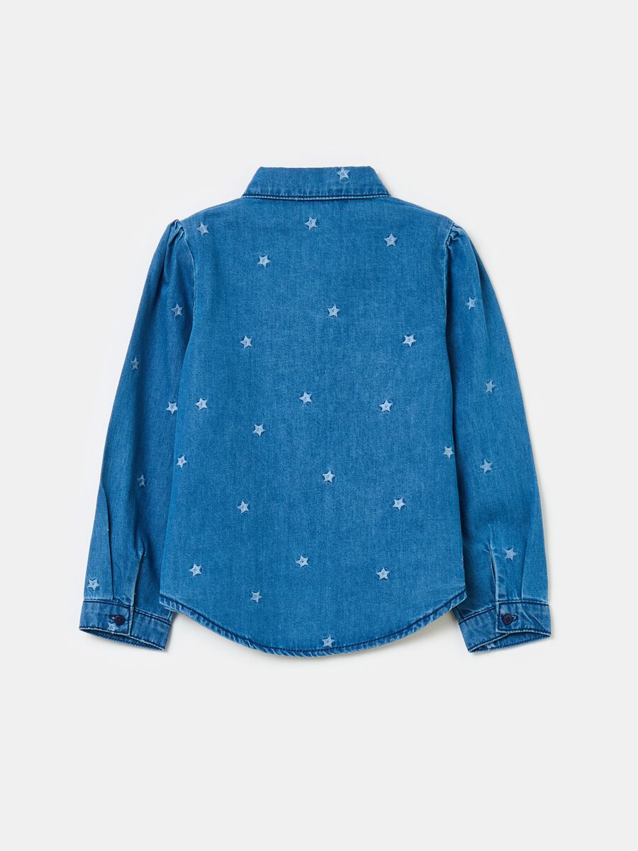 Denim shirt with stars embroidery_1