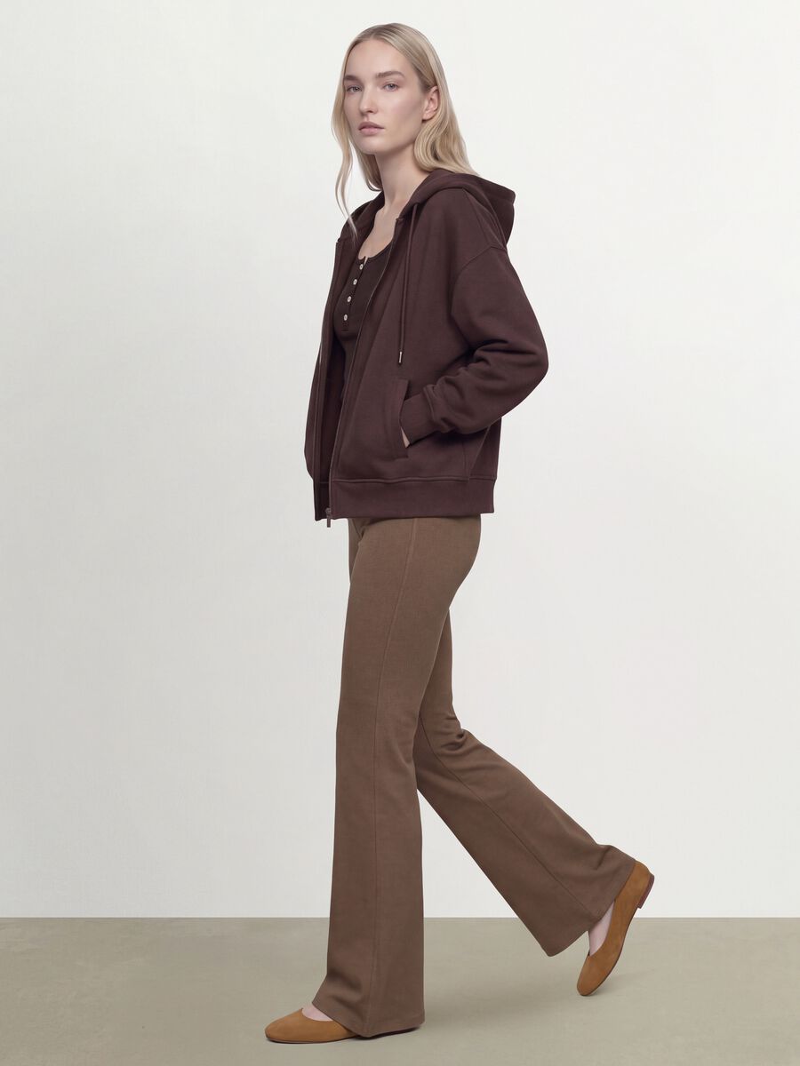 Braune Flare-Fit-Leggings aus elastischem Viskose-Jersey_2