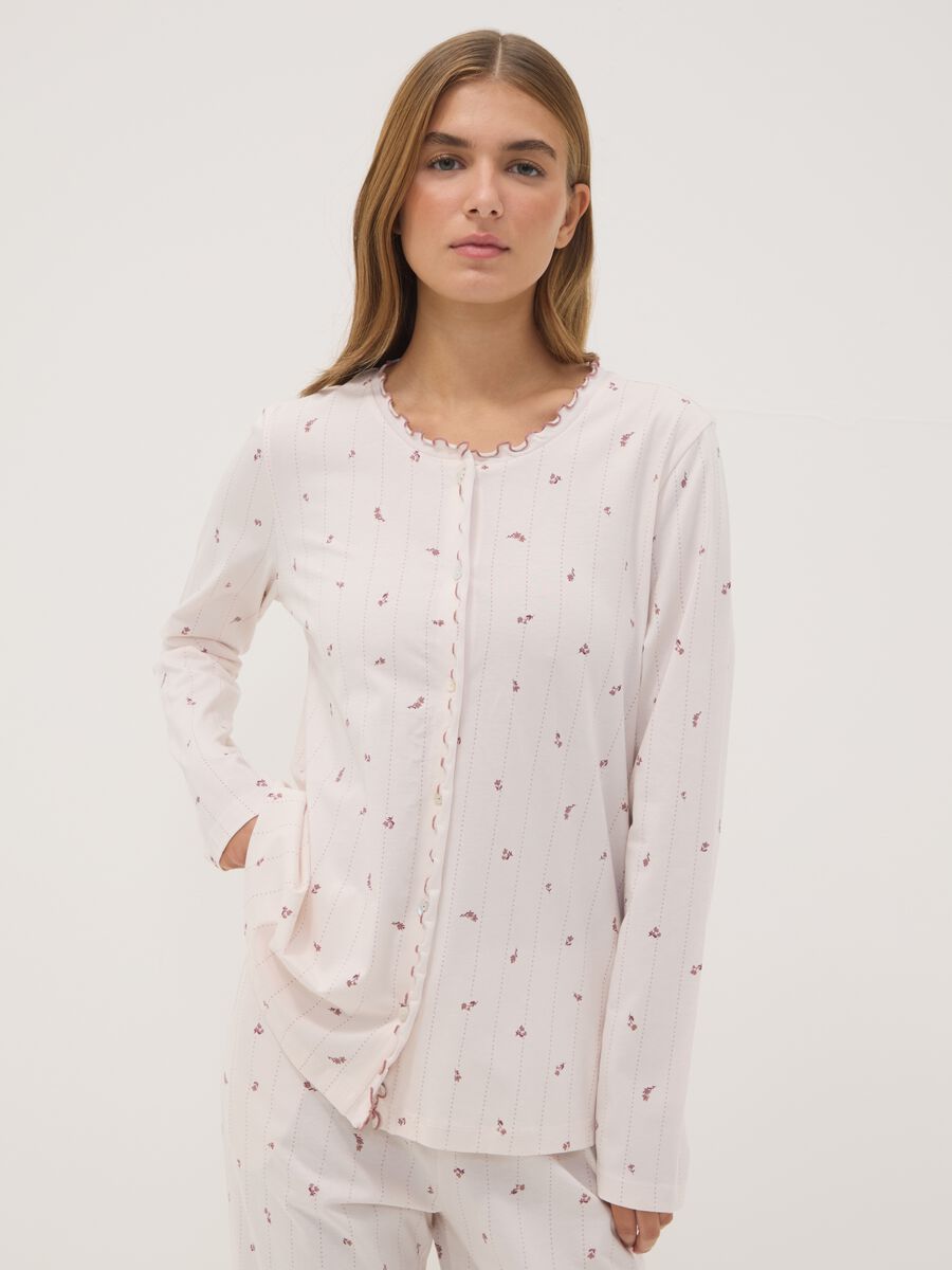 Pink pure organic cotton crew-neck pyjamas_1