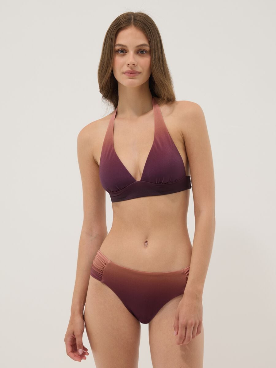 Brown stretch bikini top with ombr&eacute; effect_1