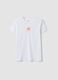 White pure cotton T-shirt with front print_0