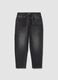 Jeans neri in cotone elasticizzato con vita elastica per ragazzo_0