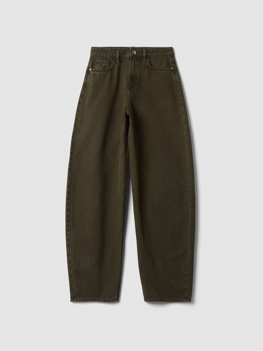 Jeans verdi in puro cotone barrel fit_4