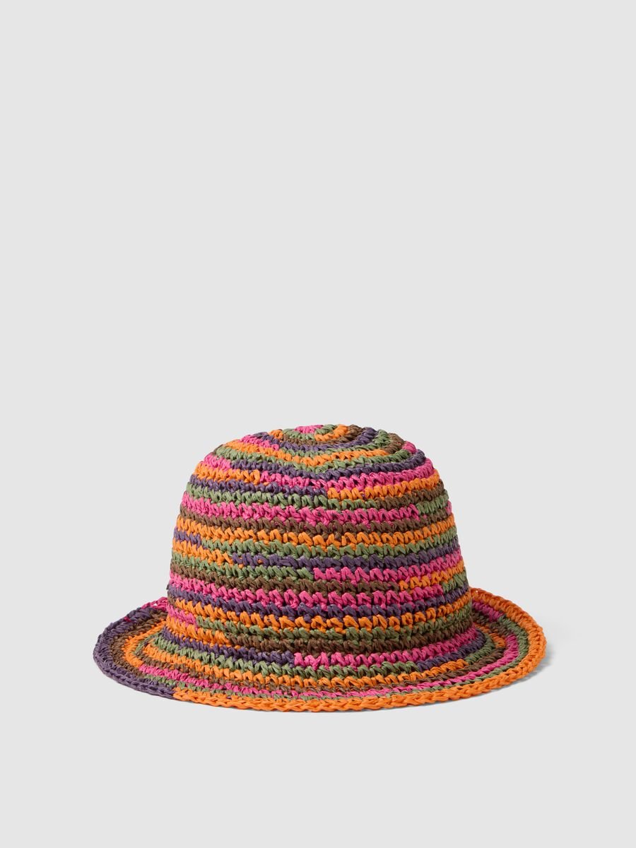 Chap&eacute;u cloche de ajuste regular em mistura de papel multicolor_0