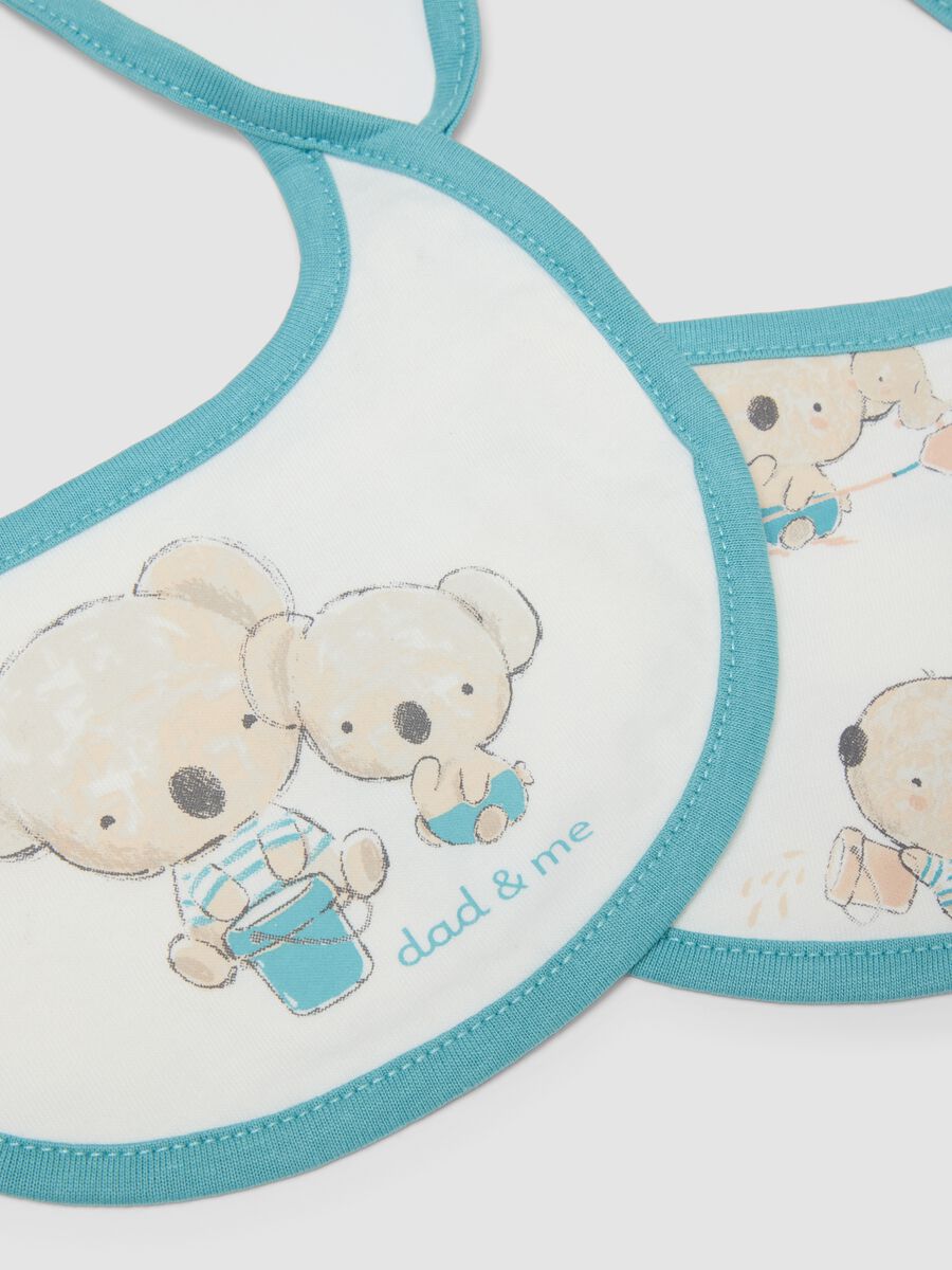 Twin pack of multicolour newborn bibs in pure cotton with ties_1