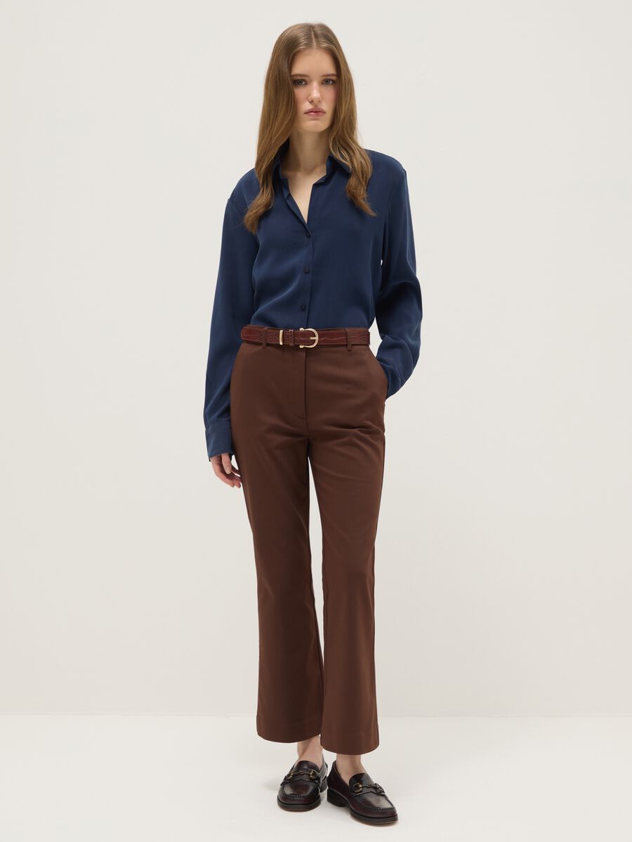 Brown stretch regular fit trousers_0