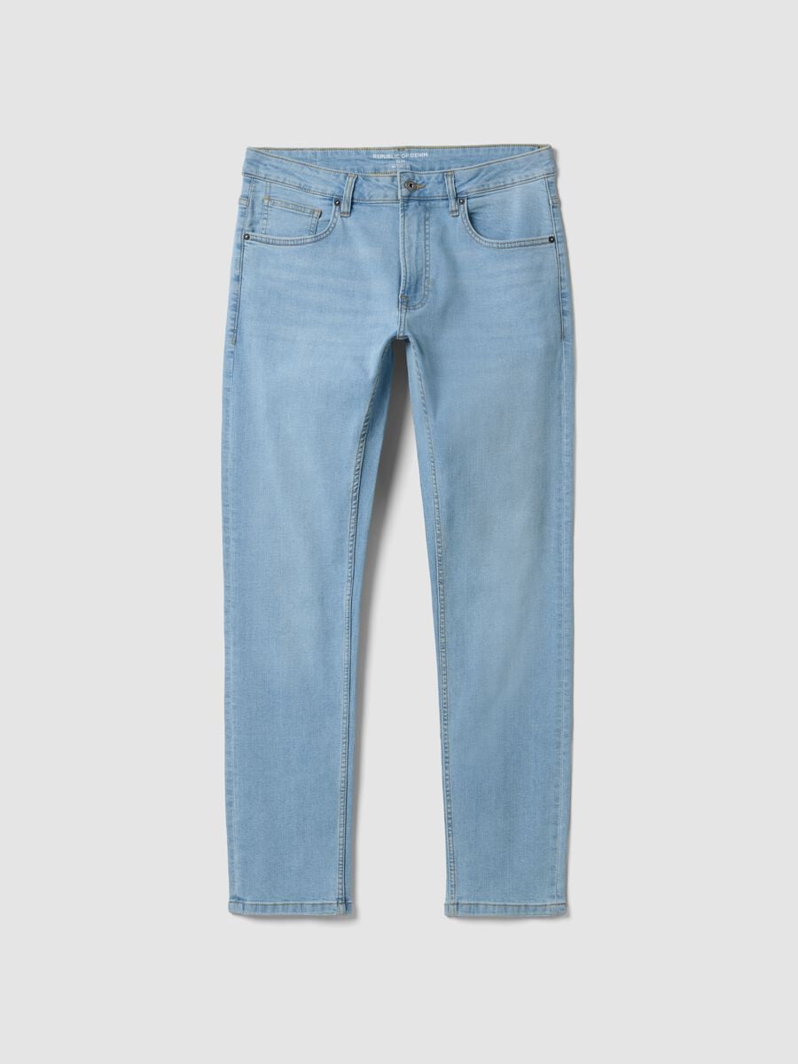 Light blue slim-fit stretch cotton jeans_0