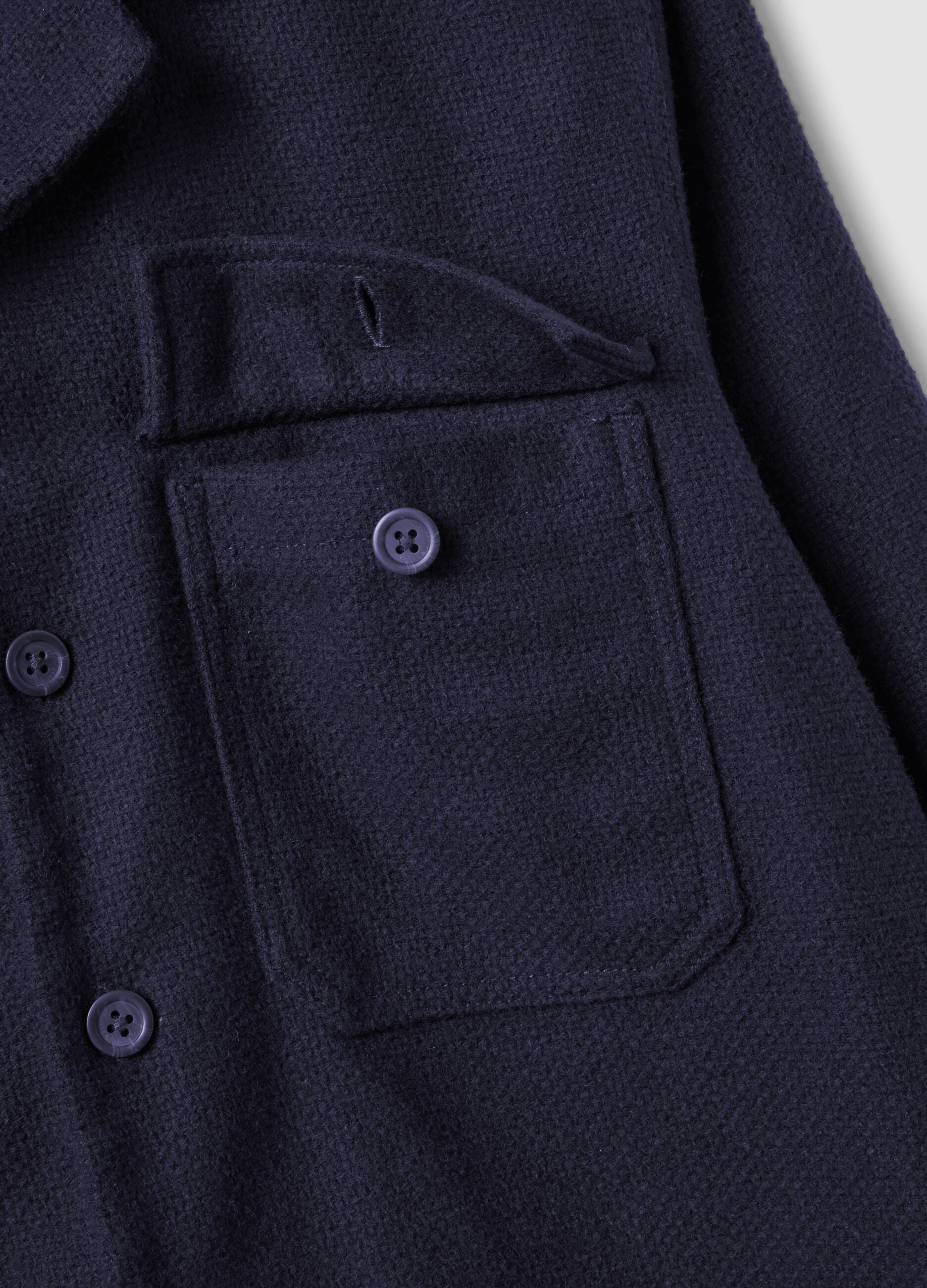 Blue wool and viscose-blend shacket with buttons, oversized fit