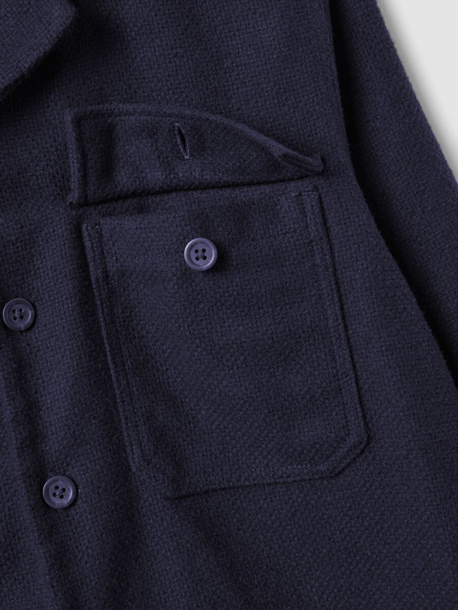 Blue wool and viscose-blend shacket with buttons, oversized fit_5