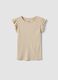 Beige slim fit pure cotton t-shirt with ruffles_4