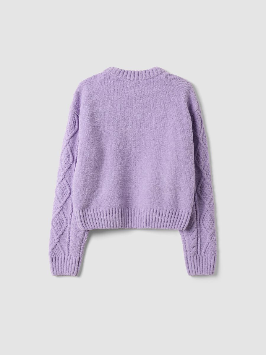 Purple and pink cable-knit crew neck jumper_1