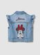 Regular fit blue denim vest for girls with Minnie, made of pure cotton_1