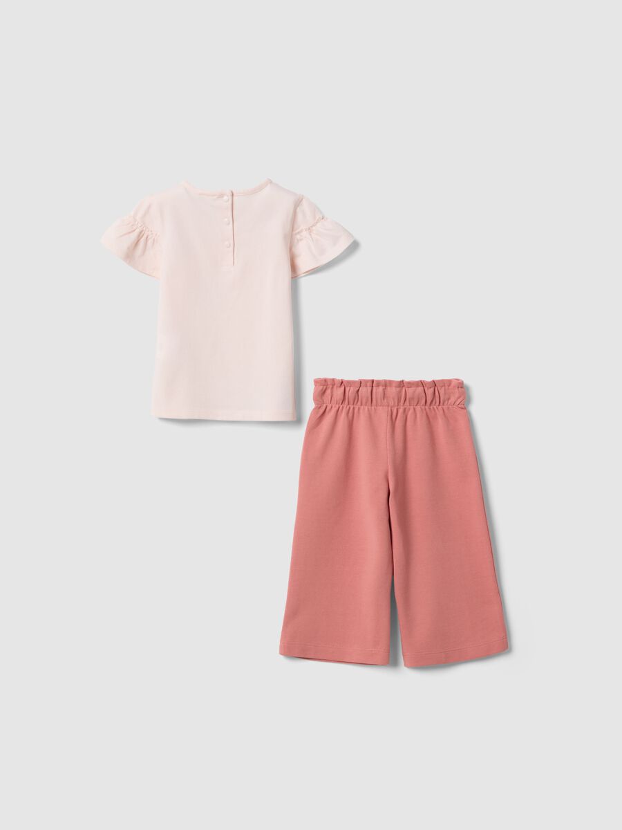 Girls' pink oversized cotton stretch top and trousers set_1