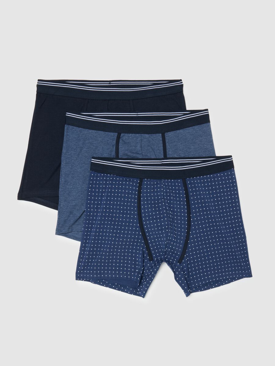 Multicolour polka dot boxer tripack in stretch cotton regular fit_4