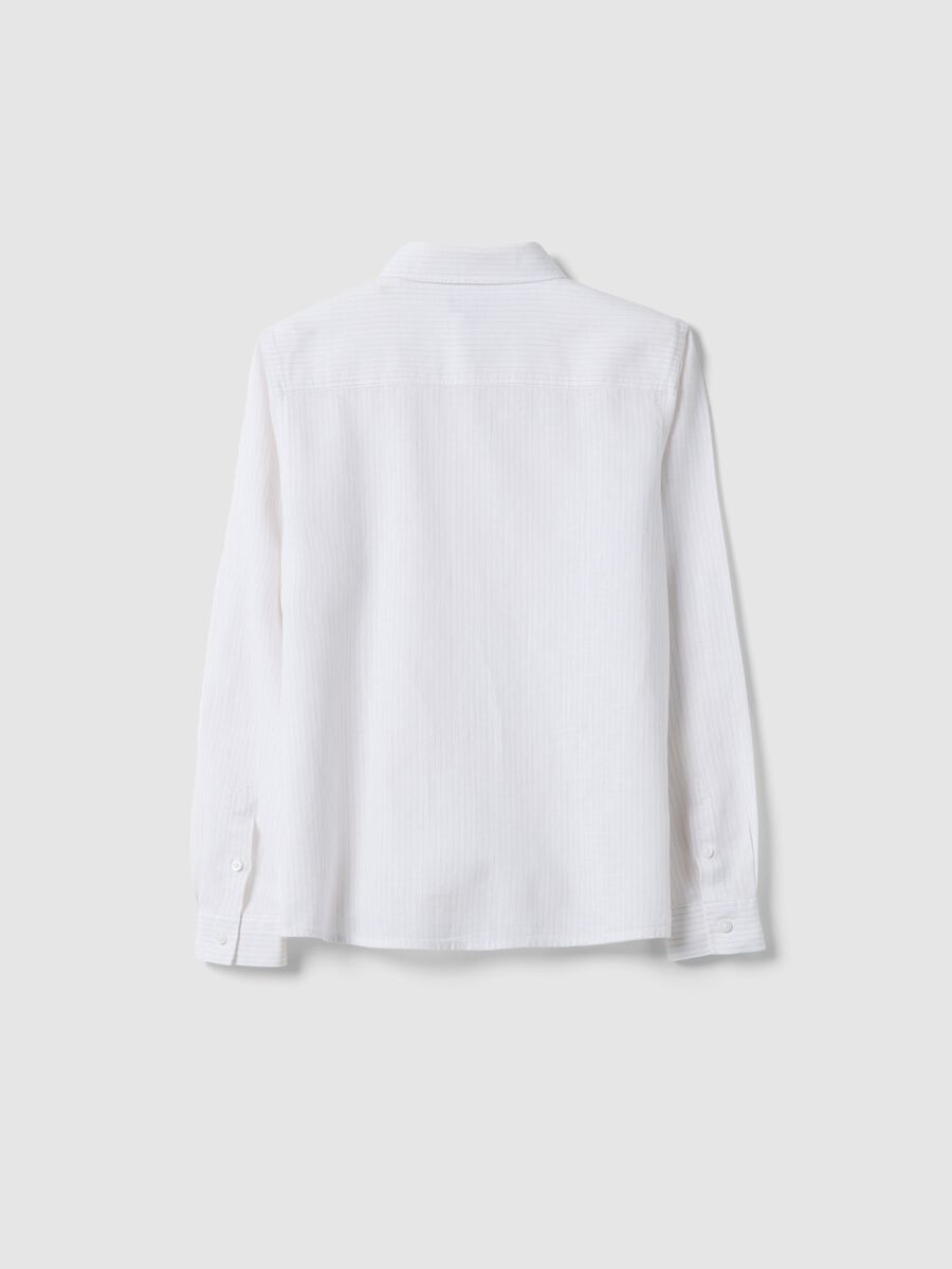 Camicia in misto lino e cotone bianca da ragazzo regular fit_1