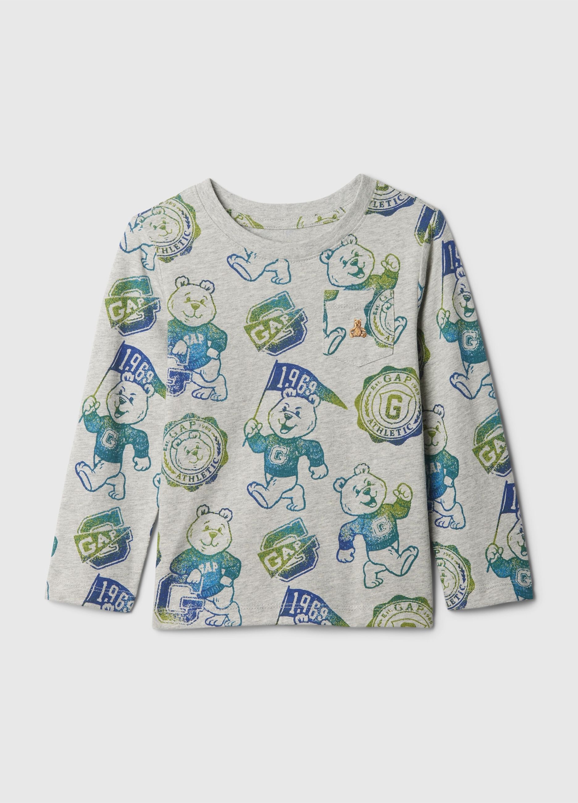 T-shirt with print and teddy bear embroidery