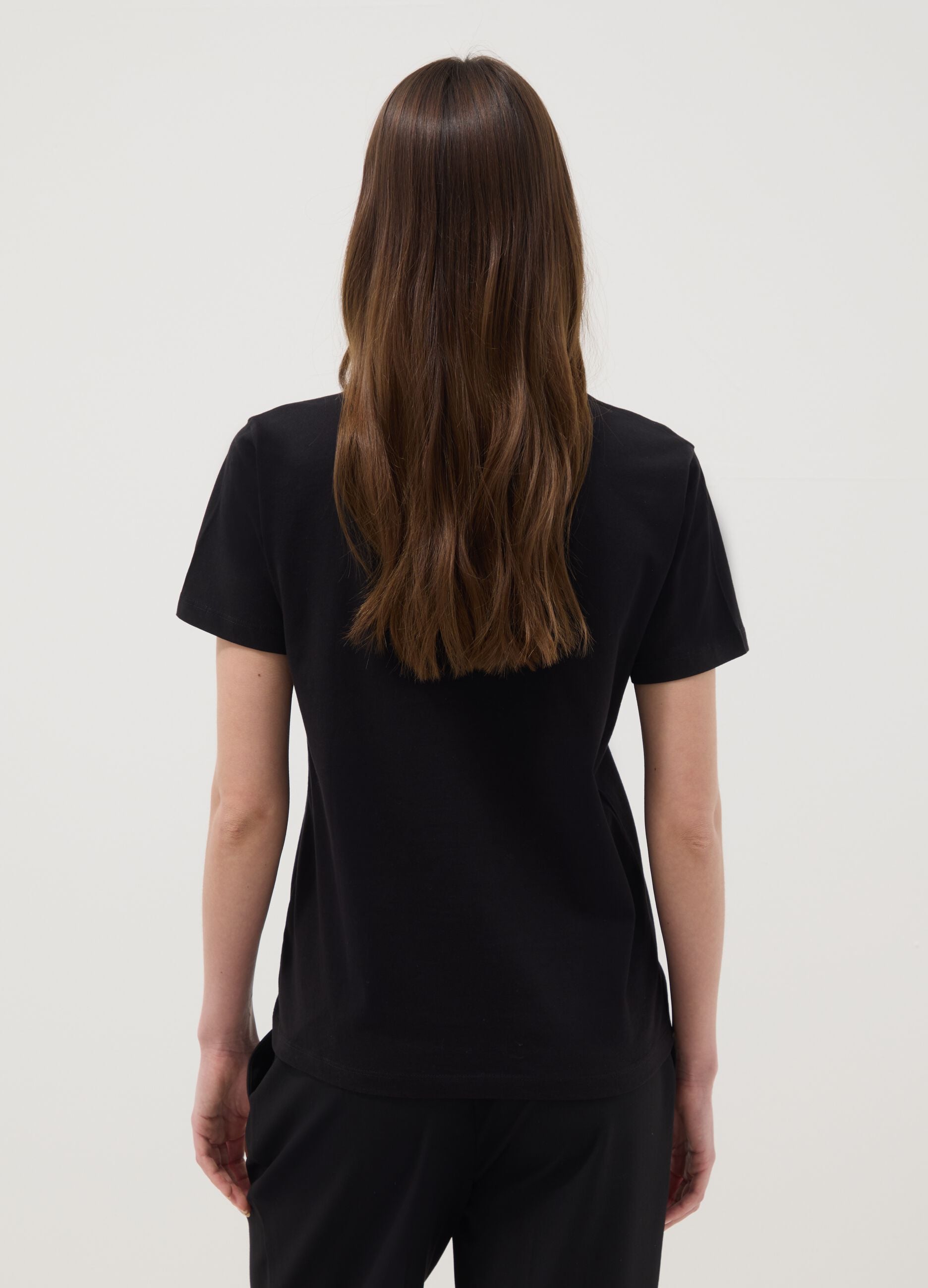 Black pure cotton T-shirt with K-Pop Demon Hunter print, regular fit