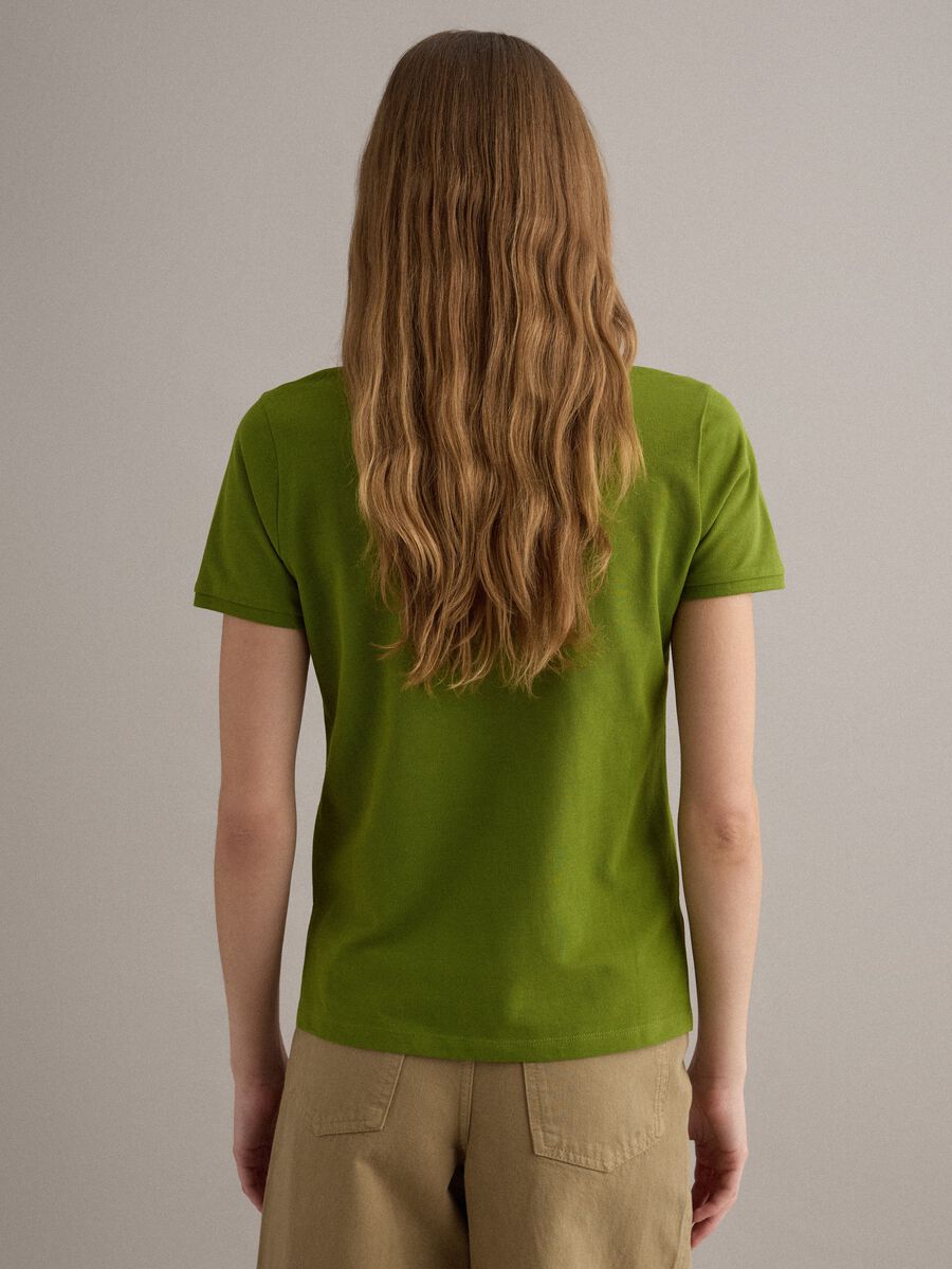 Green short-sleeve polo in pure cotton, regular fit_3