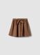 Brown pure cotton girls' skirt regular fit with bow_0