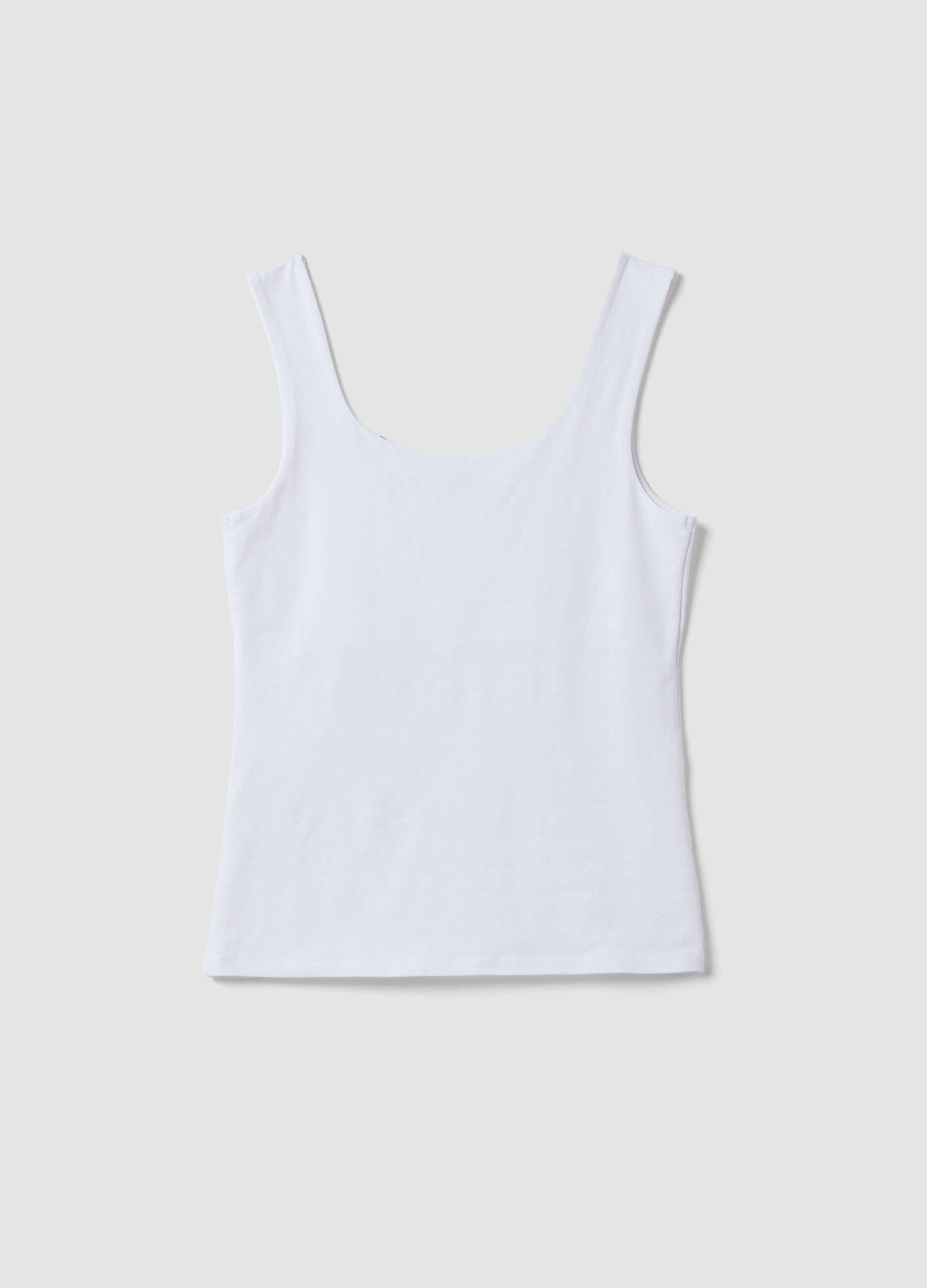 White fitted stretch-cotton tank top