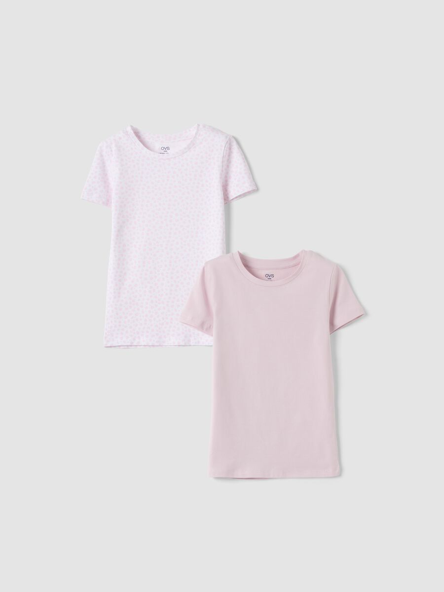 2er-Pack rosa T-Shirts aus elastischer Bio-Baumwolle mit Rundhalsausschnitt und Print_0