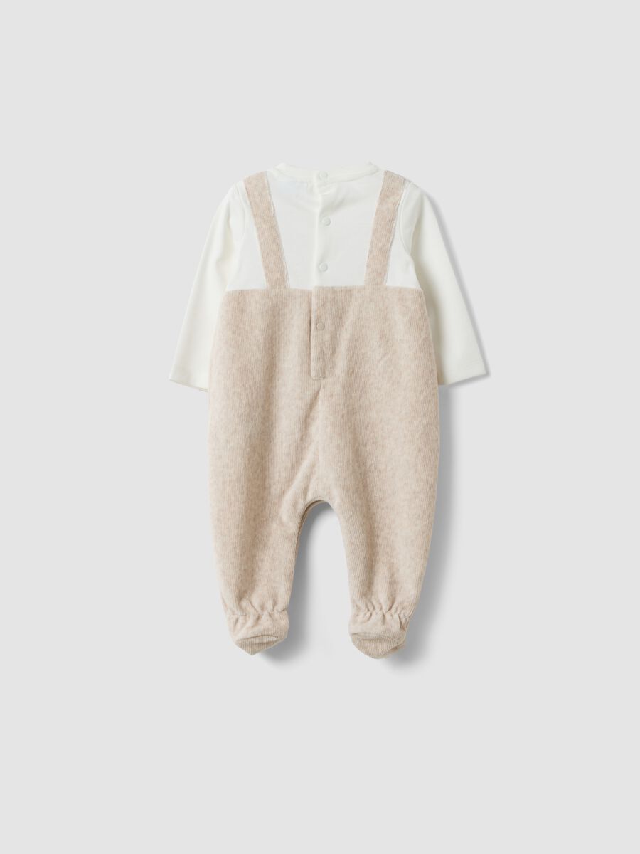 Babygrow bege em mistura de algod&atilde;o org&acirc;nico com pezinhos_1