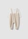 Beige organic cotton blend baby sleepsuit with feet_1