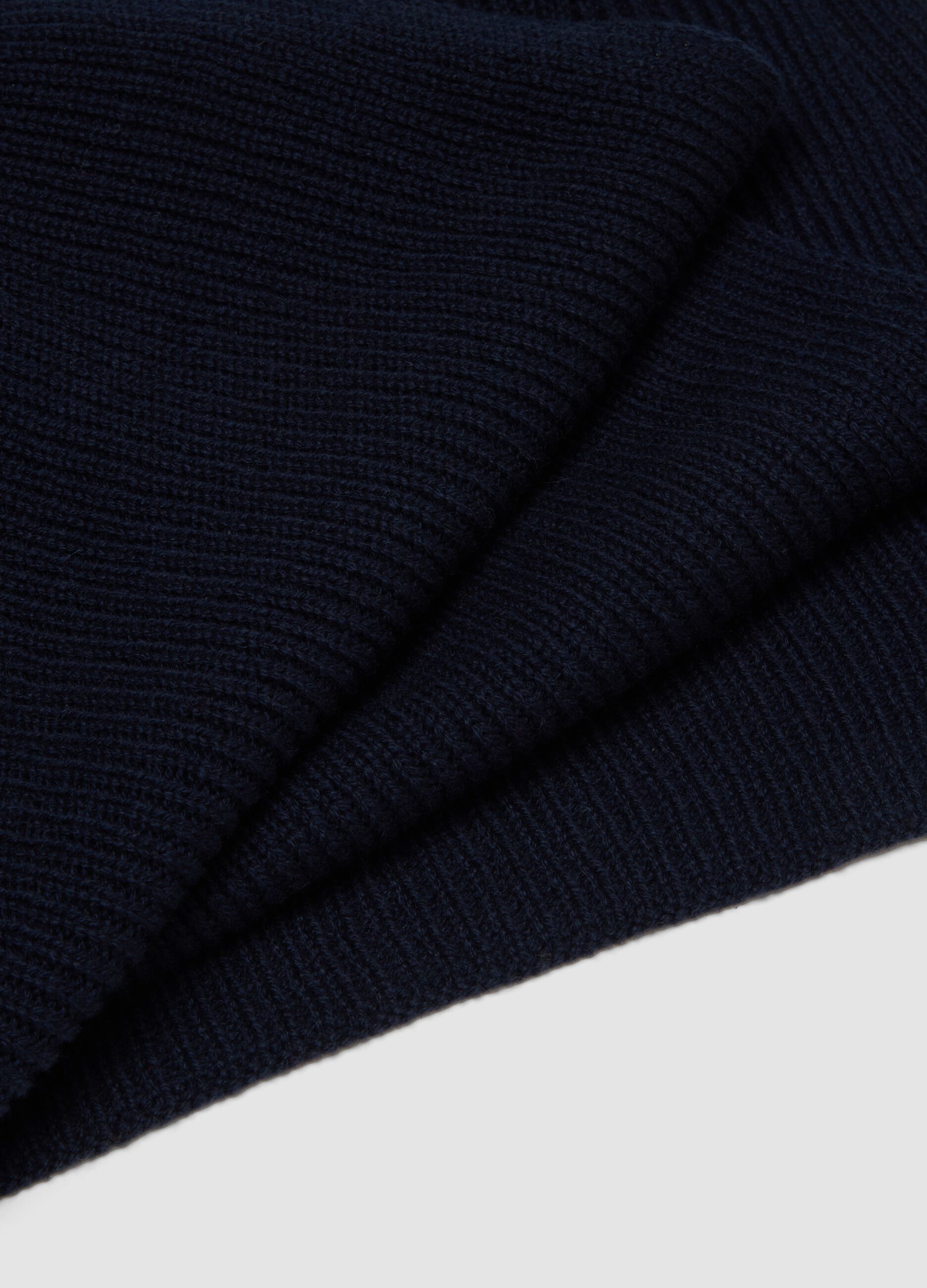 Sciarpa blu in puro cashmere a coste
