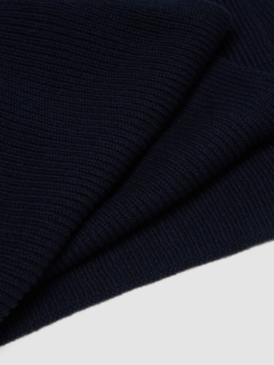 Sciarpa blu in puro cashmere a coste_2