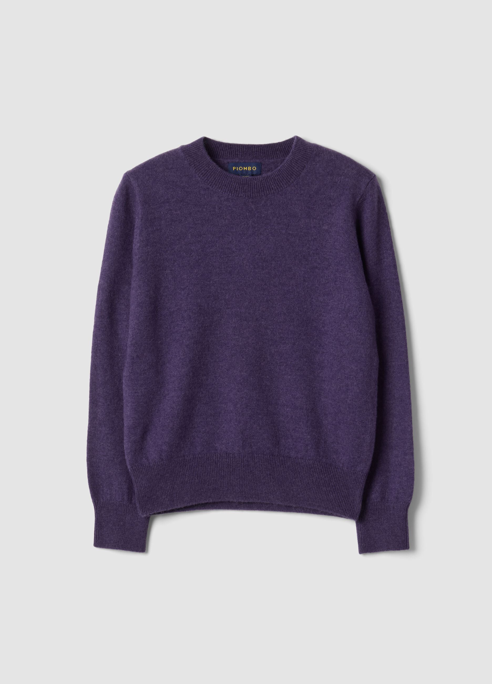 Maglione viola in pura lana a maniche lunghe regular fit