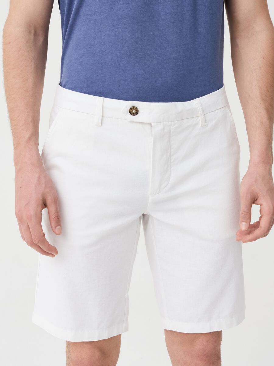 Bermuda shorts in linen and cotton_1