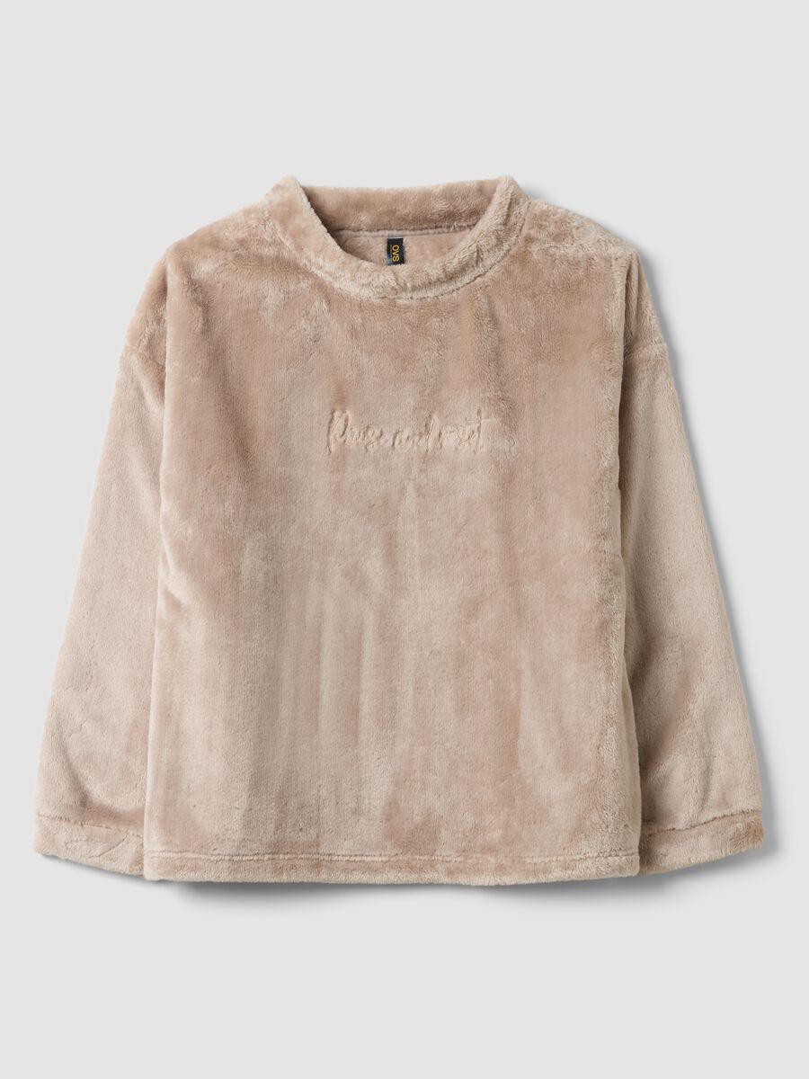 Taupe-grey embroidered regular-fit pyjama top_0