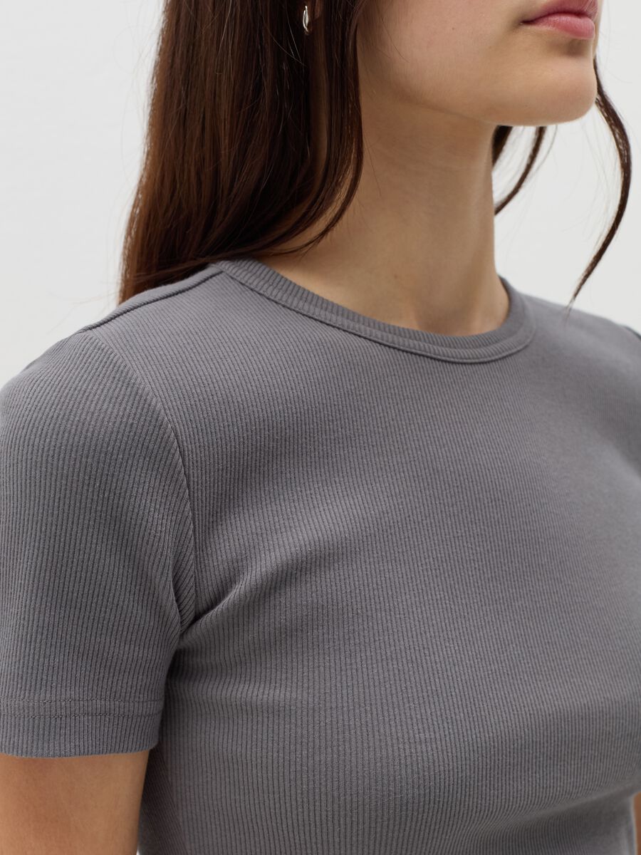 Ribbed T-shirt in stretch cotton_2