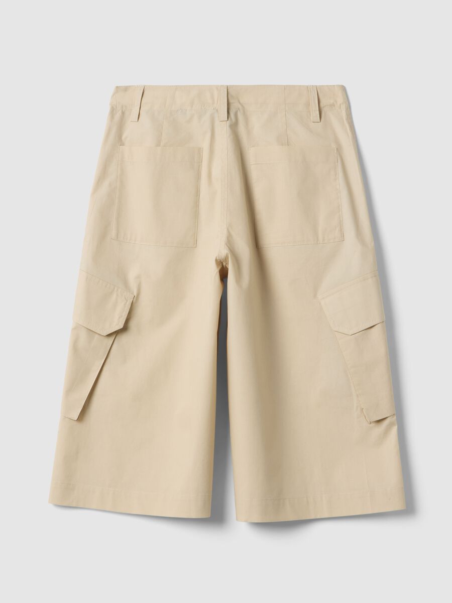 Girls' beige pure cotton cargo trousers, relaxed fit_4
